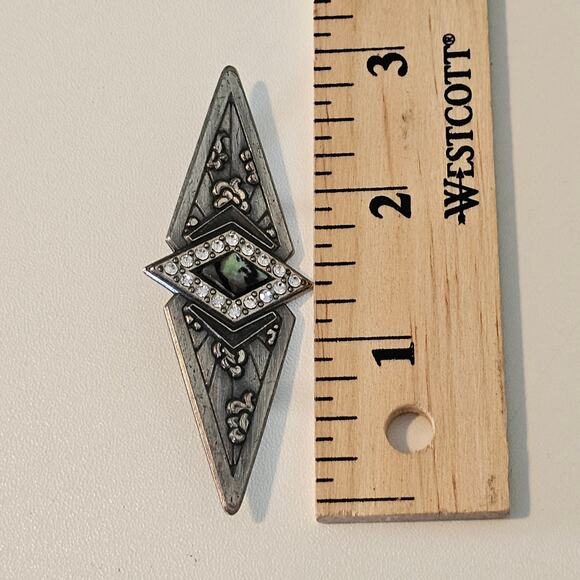 Vintage Nuri Silver & Abalone Art Deco Diamond Shaped Brooch - Picture 5 of 6